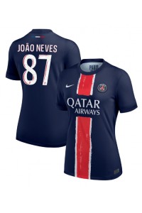 Paris Saint-Germain Joao Neves #87 Voetbaltruitje Thuis tenue Dames 2024-25 Korte Mouw